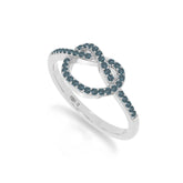 natural london blue topaz infinity knot promise rings in sterling silver